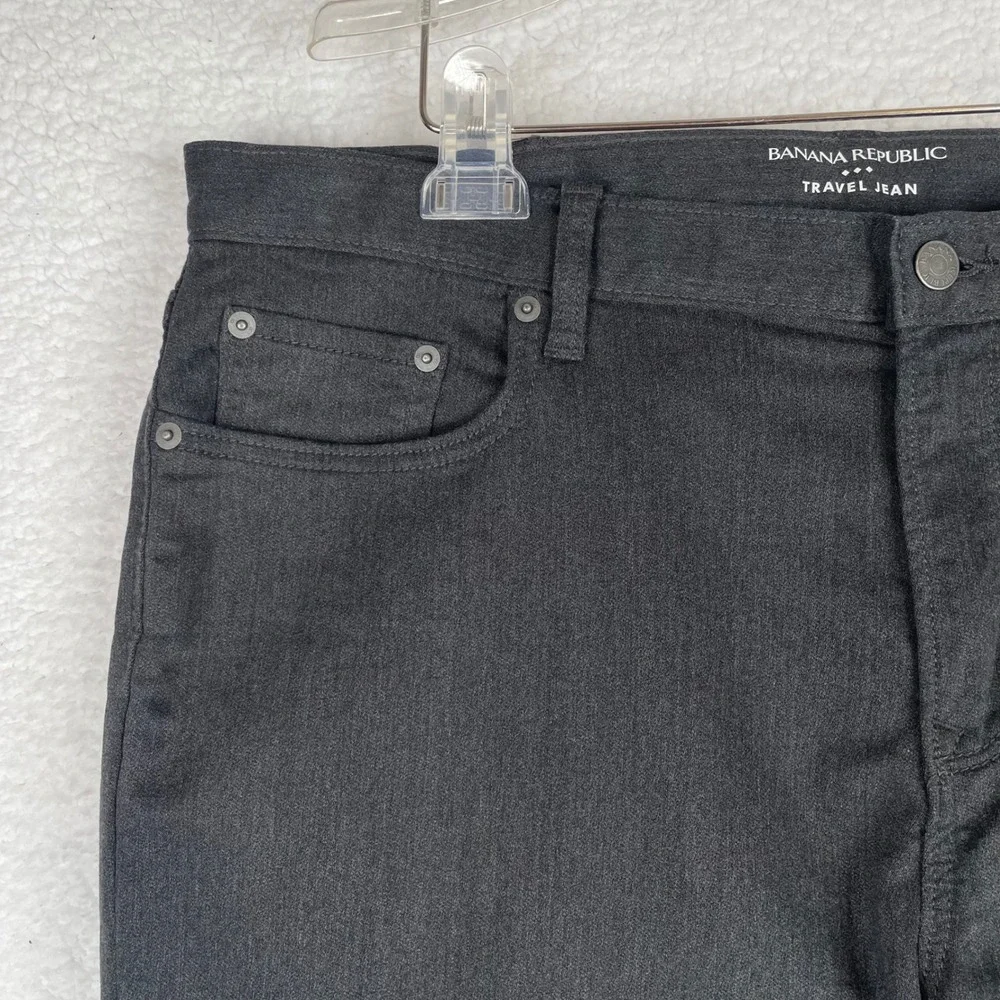 Banana Republic Travel Jeans Mens 38x32 Athletic Fit Charcoal Gray Stretch Pants